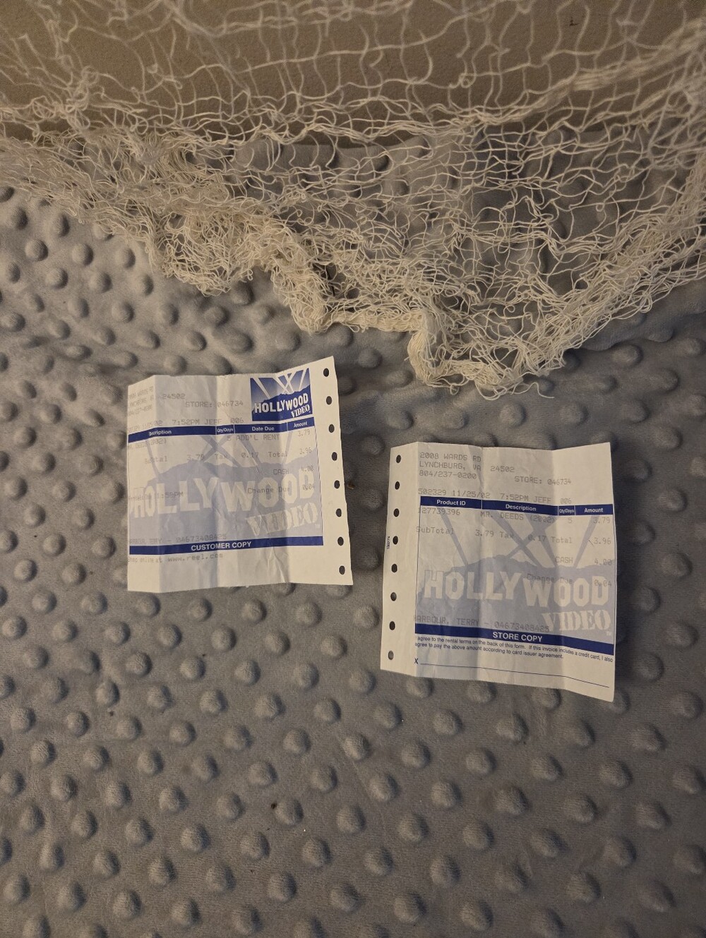 Vintage 2002 Hollywood video receipts